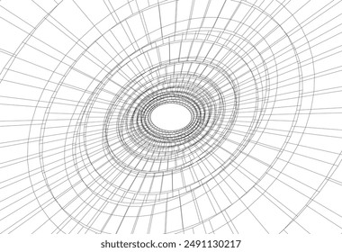 Abstrakte Architekturzeichnung Lineares Design 3D-Illustration