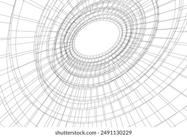abstract architectural drawing linear design 3d illustration