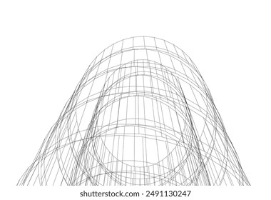 abstracto dibujo arquitectónico diseño lineal ilustración 3d