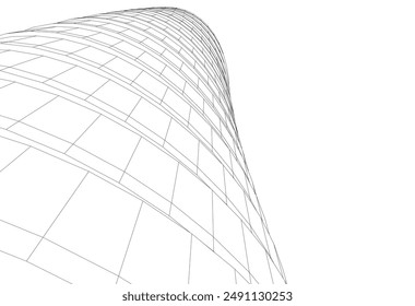 abstract architectural drawing linear design 3d illustration