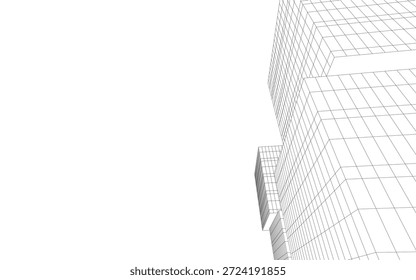 Abstract architectural drawing vector 3d illustration