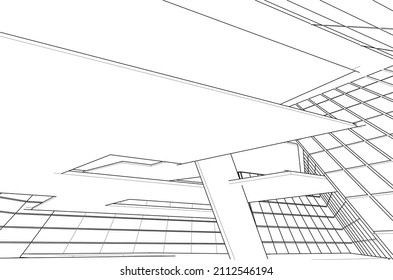 ilustración de vector de dibujo de arquitectura abstracta