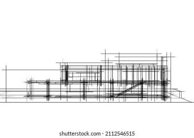 abstract architectural drawing vector illustration