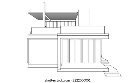 Resumen de la ilustración del plano de arquitectura de la ilustración del vector sobre fondo blanco