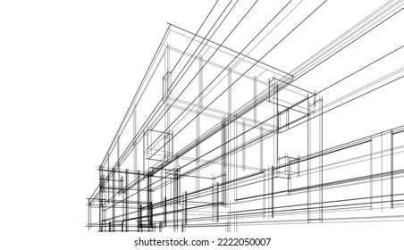 Resumen de la ilustración del plano de arquitectura de la ilustración del vector sobre fondo blanco