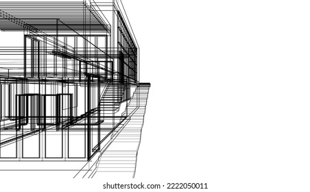 Resumen de la ilustración del plano de arquitectura de la ilustración del vector sobre fondo blanco