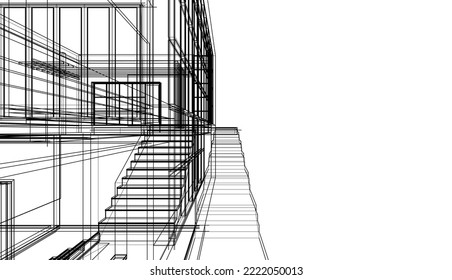 Resumen de la ilustración del plano de arquitectura de la ilustración del vector sobre fondo blanco