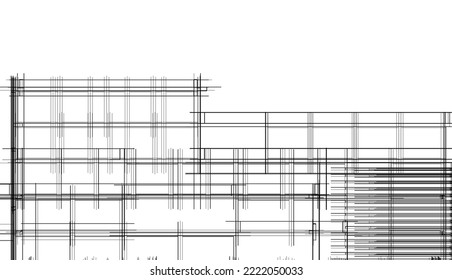 Abstract architectural drawing vector illustration on white background