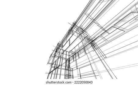 Resumen de la ilustración del plano de arquitectura de la ilustración del vector sobre fondo blanco