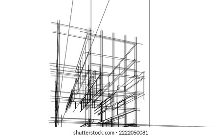 Resumen de la ilustración del plano de arquitectura de la ilustración del vector sobre fondo blanco