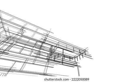 Resumen de la ilustración del plano de arquitectura de la ilustración del vector sobre fondo blanco