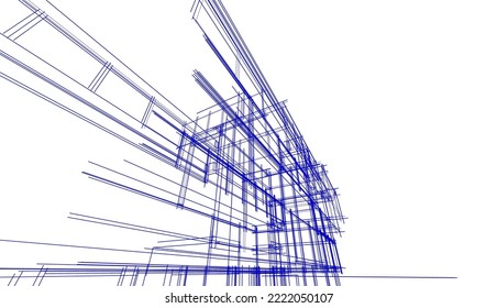 Abstract architectural drawing vector illustration on white background