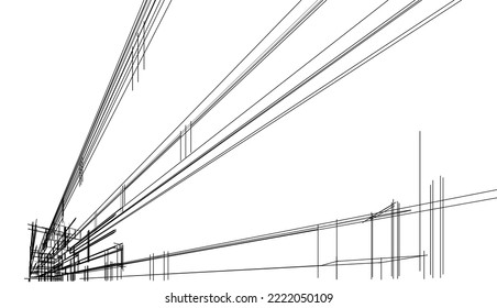 Resumen de la ilustración del plano de arquitectura de la ilustración del vector sobre fondo blanco