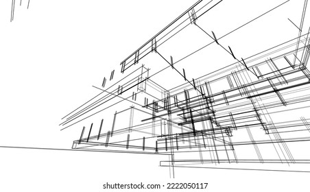 Resumen de la ilustración del plano de arquitectura de la ilustración del vector sobre fondo blanco