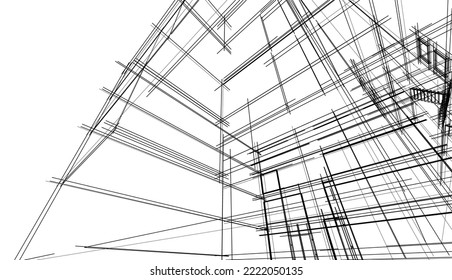 Resumen de la ilustración del plano de arquitectura de la ilustración del vector sobre fondo blanco