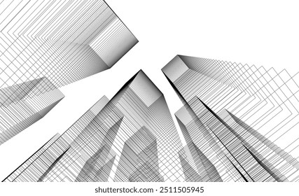 Ilustración vectorial de dibujo arquitectónico Abstractas