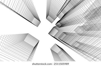Abstract architectural drawing vector illustration