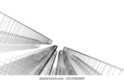 Abstract architectural drawing vector illustration