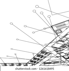 Abstract architectural drawings