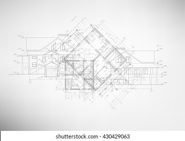 Abstract architectural drawings on light background. Vector illustration