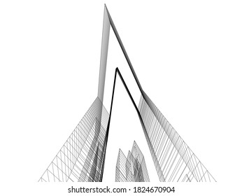 abstrakte Architekturzeichnungen, Vektorgrafik 3D