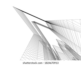 dibujos arquitectónicos abstractos vectores 3d ilustración
