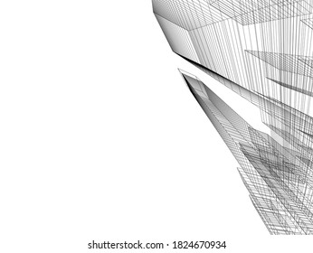 dibujos arquitectónicos abstractos vectores 3d ilustración