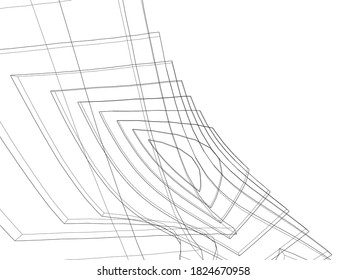 abstract architectural drawings vector 3d illustration