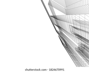 abstract architectural drawings vector 3d illustration