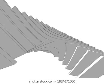 abstract architectural drawings vector 3d illustration