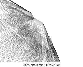 abstract architectural drawings vector 3d illustration