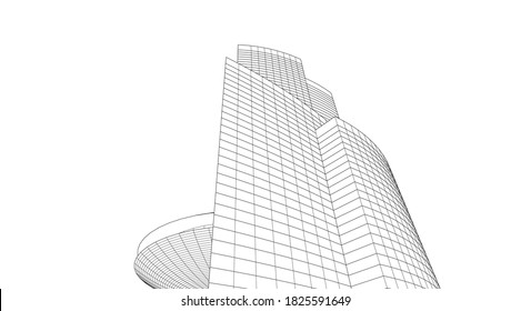 dibujos arquitectónicos abstractos vectores 3d ilustración
