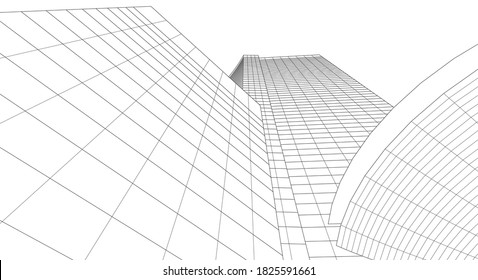 abstract architectural drawings vector 3d illustration