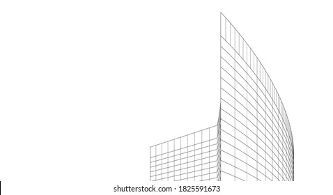 abstract architectural drawings vector 3d illustration