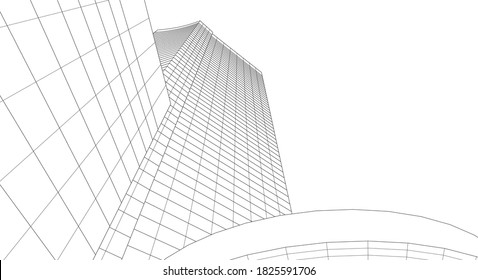 abstract architectural drawings vector 3d illustration