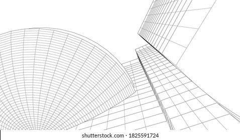 abstract architectural drawings vector 3d illustration