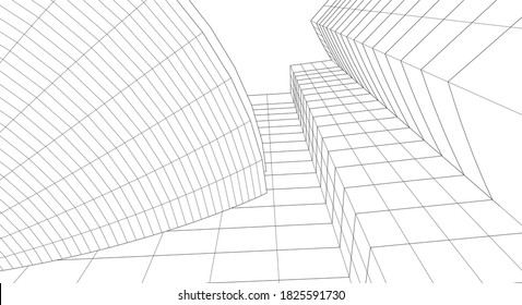 dibujos arquitectónicos abstractos vectores 3d ilustración