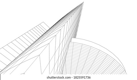 abstract architectural drawings vector 3d illustration