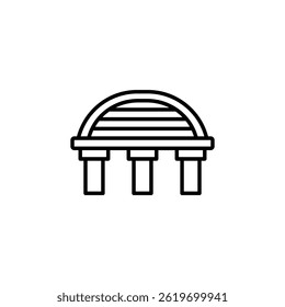 Abstract architectural element with rounded roof and pillar designs