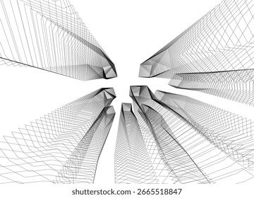 Abstract architectural geometric background 3d drawing