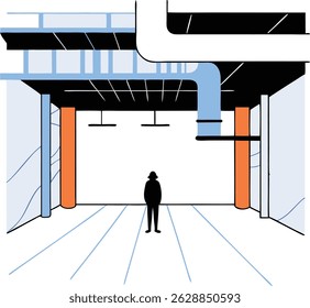 Abstract architectural illustration perspective rendered with a simplified modern aesthetic