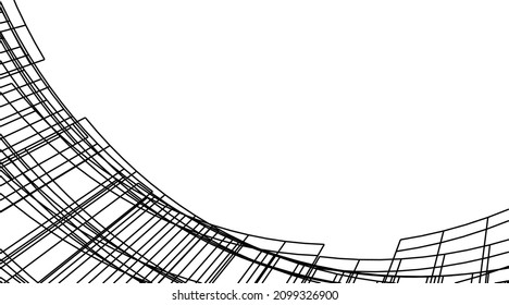 Abstract architectural linear vector drawing