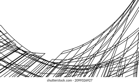 Abstract architectural linear vector drawing