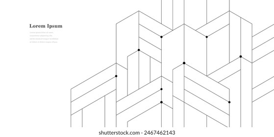 abstract architectural lines. geometric buildings texture background. technological construction. architecture concept.
