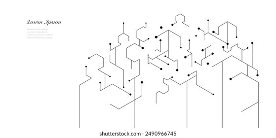 abstract architectural lines. geometric buildings texture background. technological construction. architecture concept.
