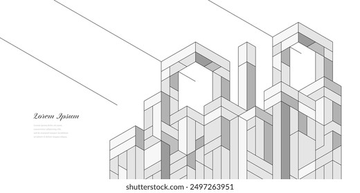 abstract architectural lines. geometric buildings texture background. technological construction. architecture concept.