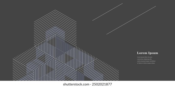 Líneas arquitectónicas abstractas. Fondo de textura de edificios geométricos. Construcción tecnológica. Concepto de arquitectura.
