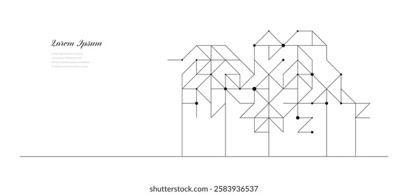 abstract architectural lines. geometric buildings texture background. technological construction. architecture concept.