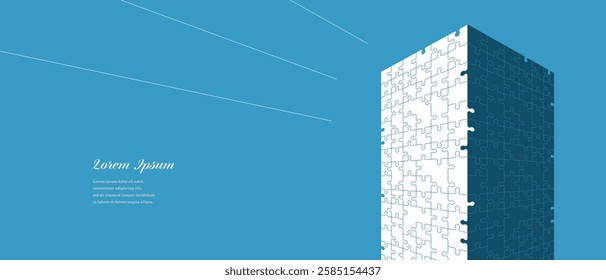 abstract architectural lines. geometric buildings texture background. puzzle pieces. architecture concept.