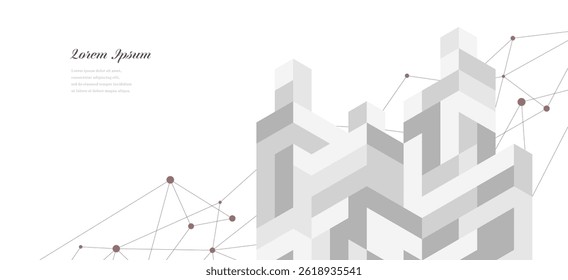 abstract architectural lines. geometric buildings texture background. technological construction. architecture concept.